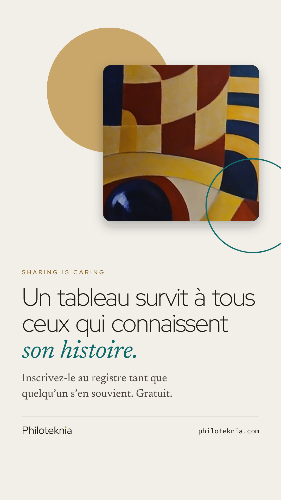 Une image à publier : Inscrivez au registre l'art dont vous prenez soin.